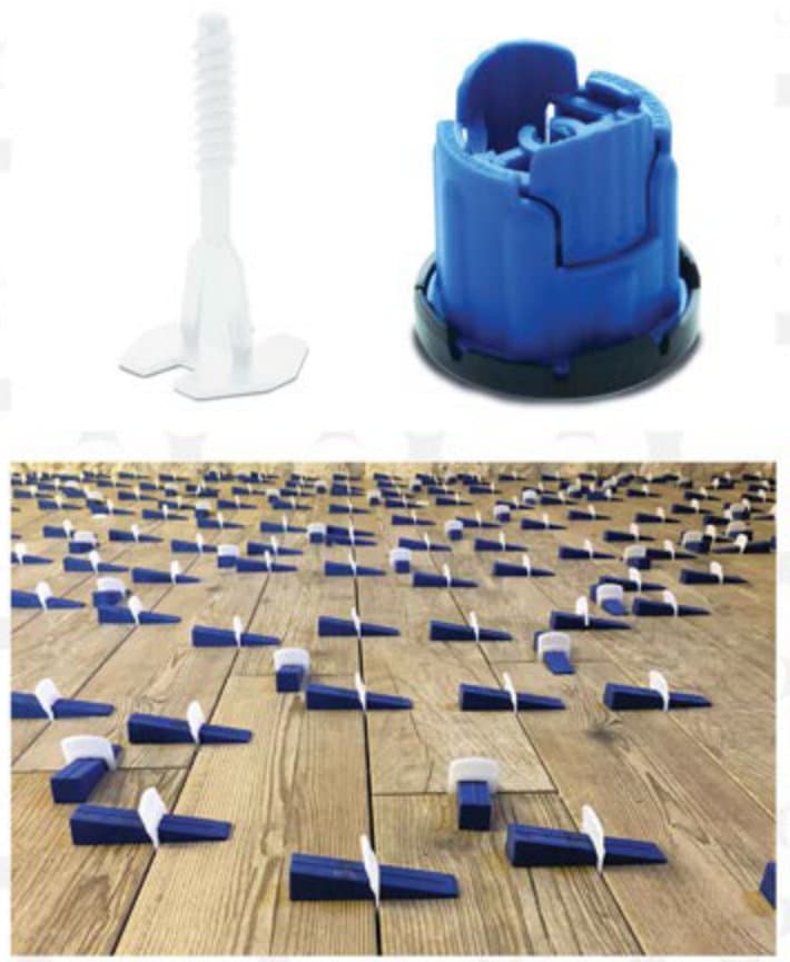 Dakota tile levelling clips, cylinders and wedges
